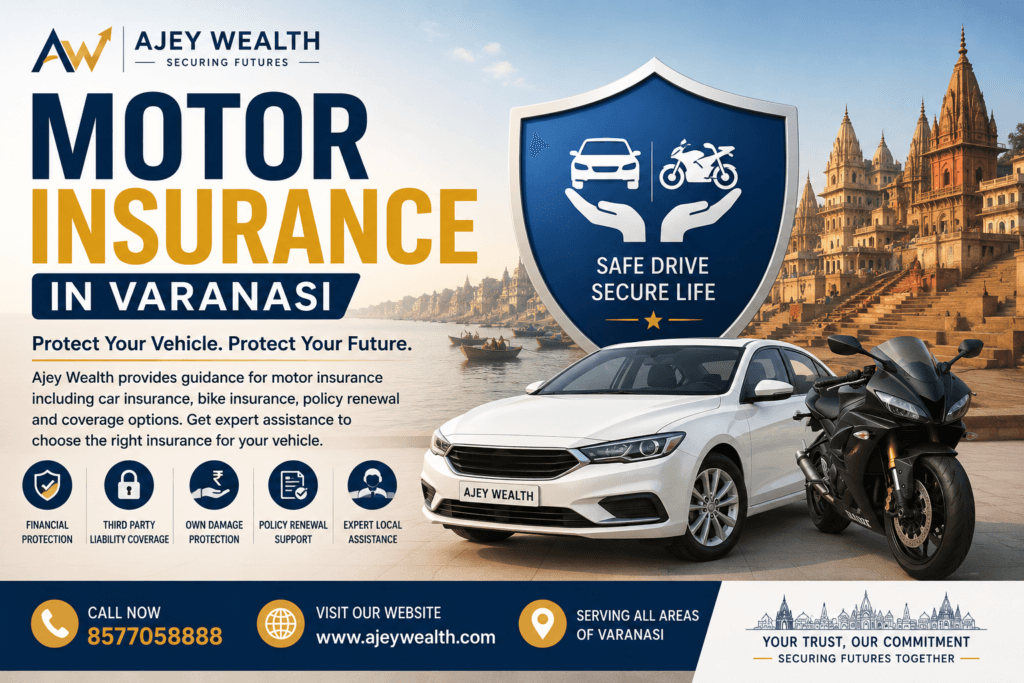 Motor Insurance in Varanasi by Ajey Wealth with car and bike insurance coverage options